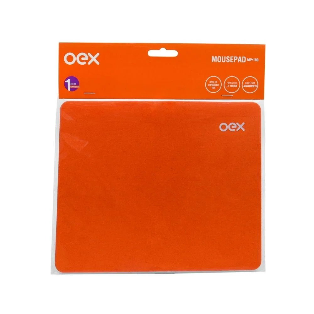 Imagem 2 de 2 do produto Mousepad Gamer Oex Emborrachado Tecido Revestido Laranja Mp100