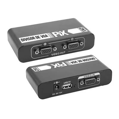 Divisor Pix Vga 1 Entrada 2 Saídas 075-0952 340mhz, Metal Preto