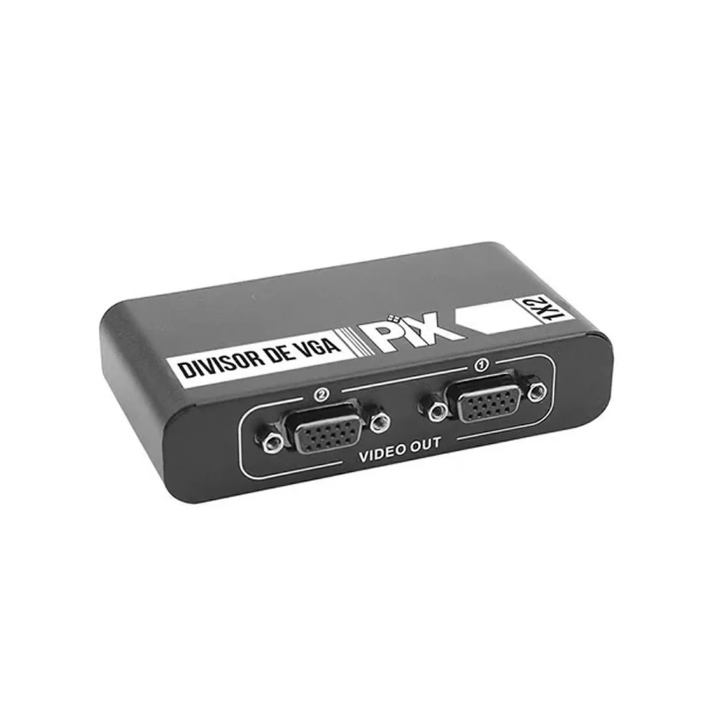 Imagem 2 de 3 do produto Divisor Pix Vga 1 Entrada 2 Saídas 075-0952 340mhz, Metal Preto