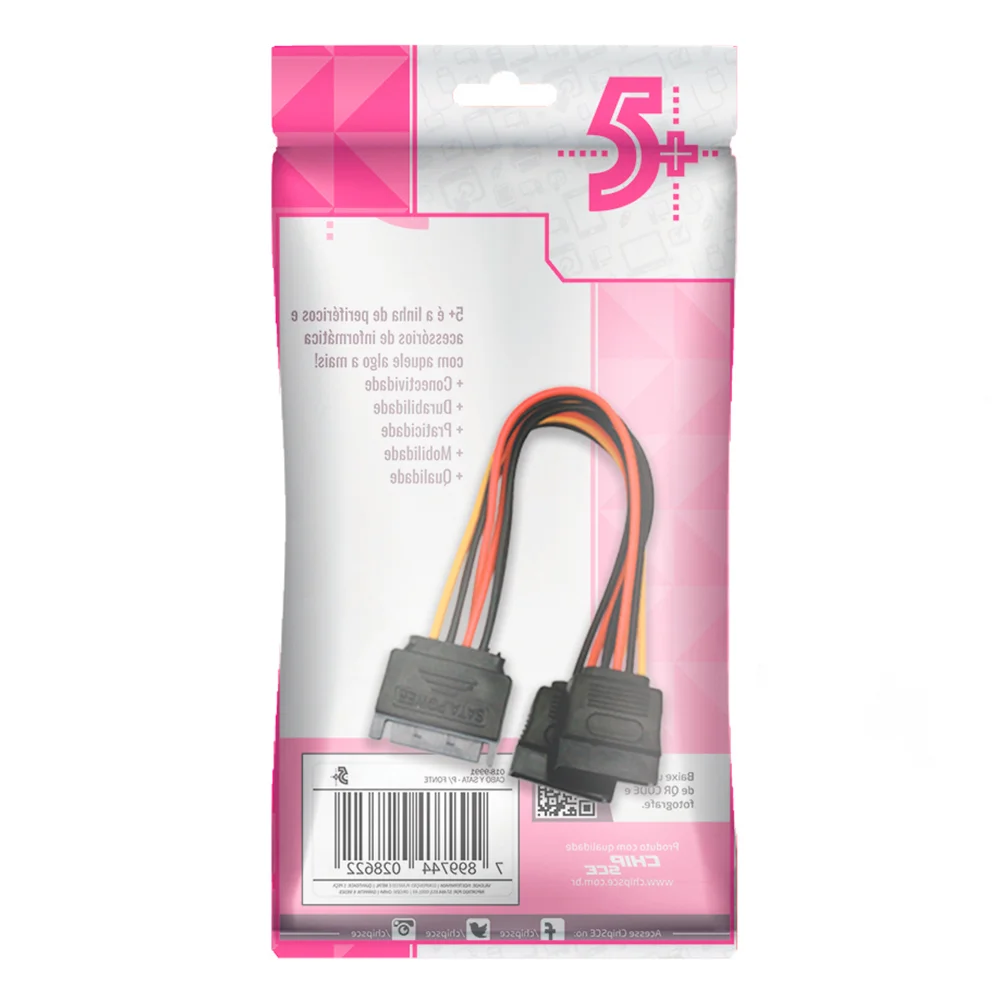 Imagem 4 de 4 do produto Cabo Força 5 Y Para Fonte Energia Sata Duplo 15cm 5  018-9991