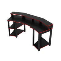 Mesa Gamer Tecno Mobili Profissional, Para 2 Monitores, Preto E Vermelho - Me4167