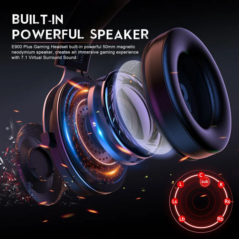 Imagem 3 de 5 do produto Headset Gamer Eksa E900 Plus 7.1, Drivers 50mm, USB - Preto