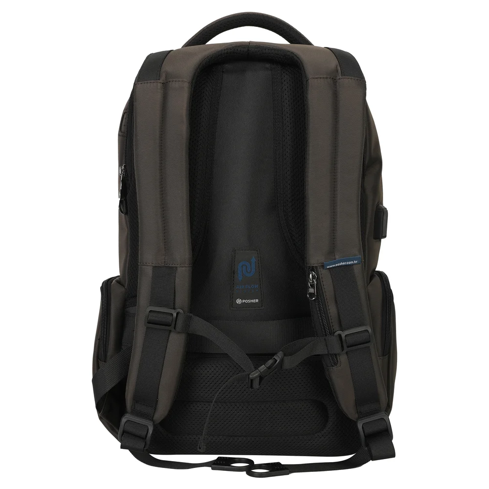 Imagem 2 de 5 do produto Mochila Executiva Antifurto Posher, Bolso Secreto - Journey Pro, Café