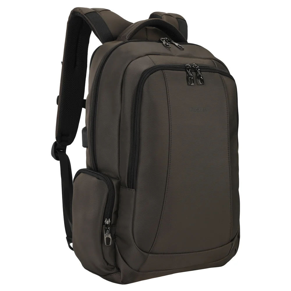 Imagem 3 de 5 do produto Mochila Executiva Antifurto Posher, Bolso Secreto - Journey Pro, Café
