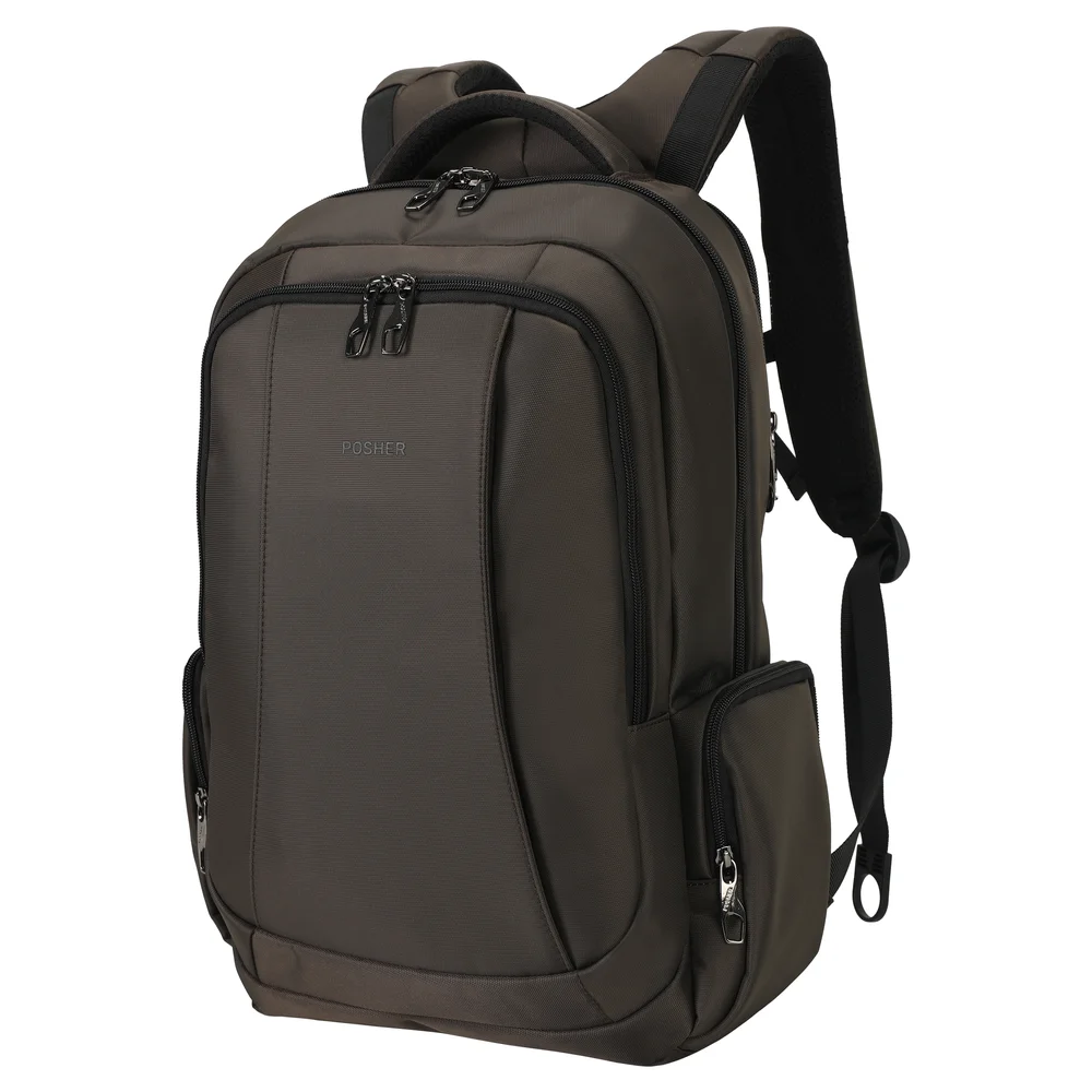 Imagem 5 de 5 do produto Mochila Executiva Antifurto Posher, Bolso Secreto - Journey Pro, Café