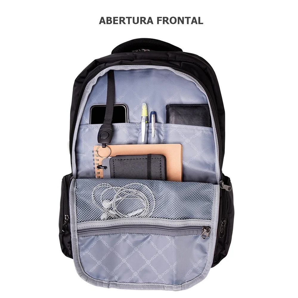 Imagem 2 de 5 do produto Mochila Executiva Antifurto Posher, Bolso Secreto - Journey Pro, Preto