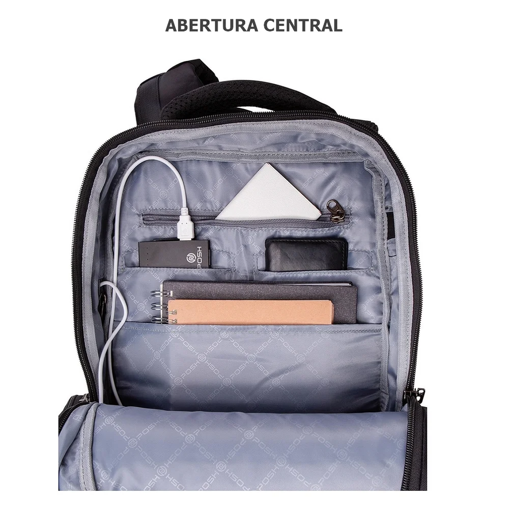 Imagem 5 de 5 do produto Mochila Executiva Antifurto Posher, Bolso Secreto - Journey Pro, Preto