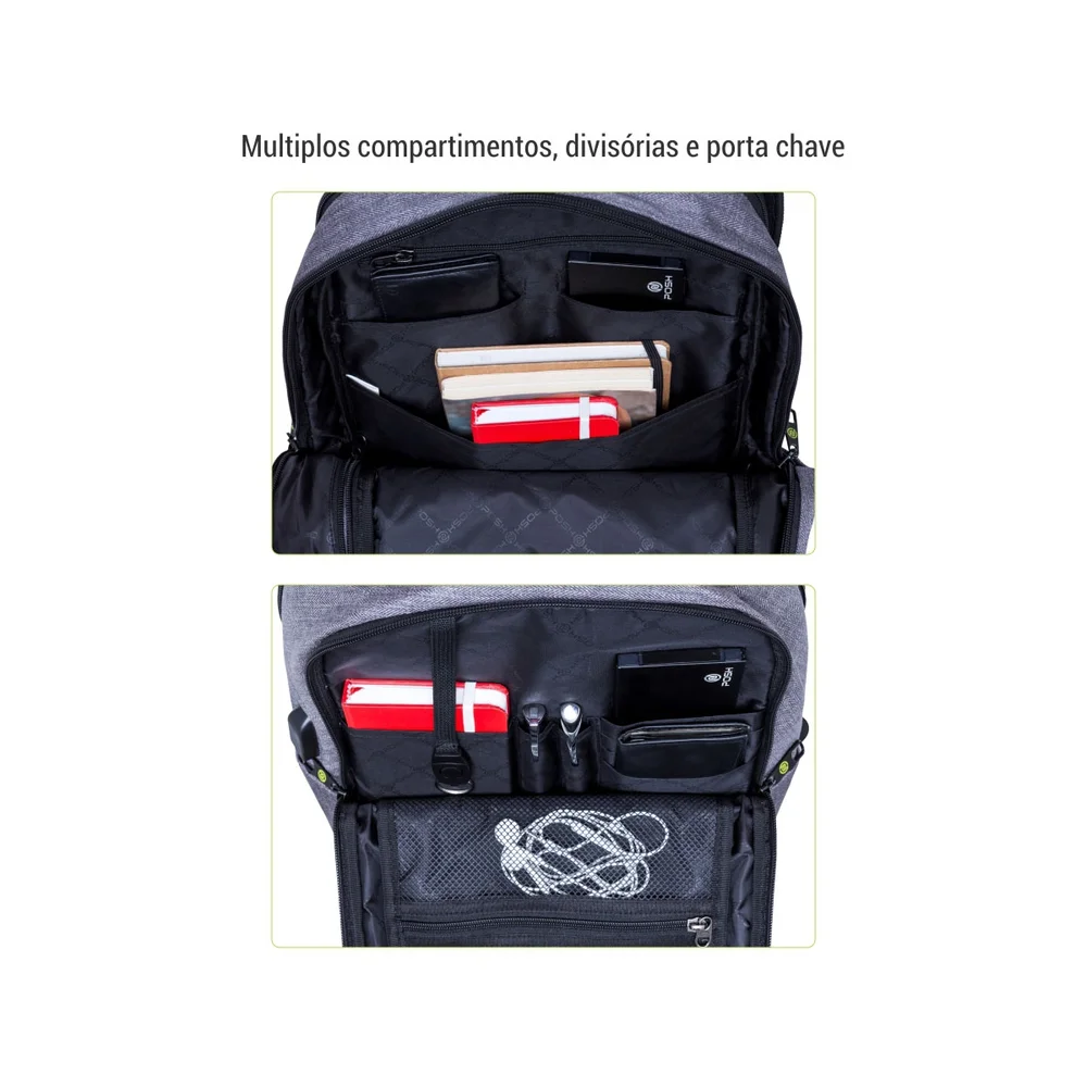 Imagem 2 de 5 do produto Mochila Executiva Antifurto, Notebook 15.6" - Posher Urban