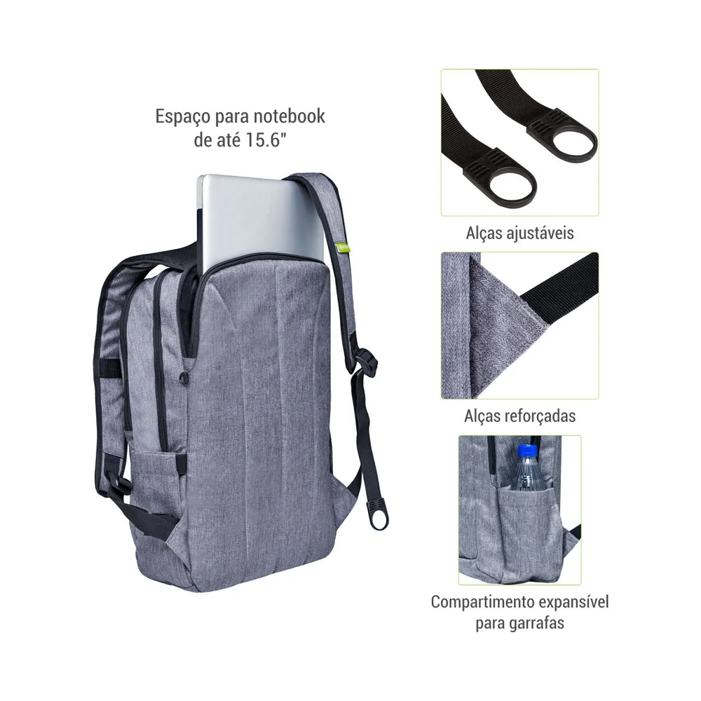Imagem 3 de 5 do produto Mochila Executiva Antifurto, Notebook 15.6" - Posher Urban
