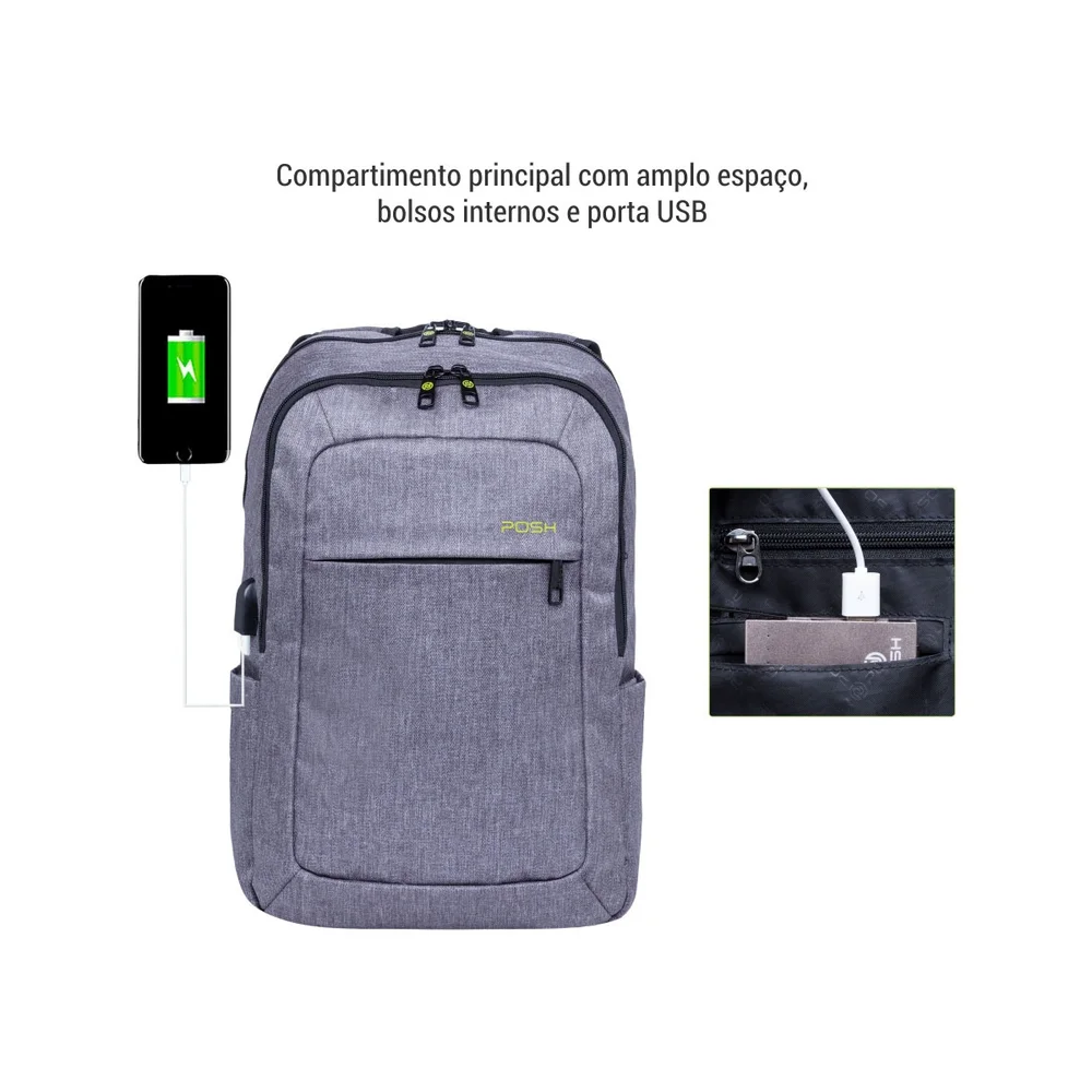 Imagem 4 de 5 do produto Mochila Executiva Antifurto, Notebook 15.6" - Posher Urban