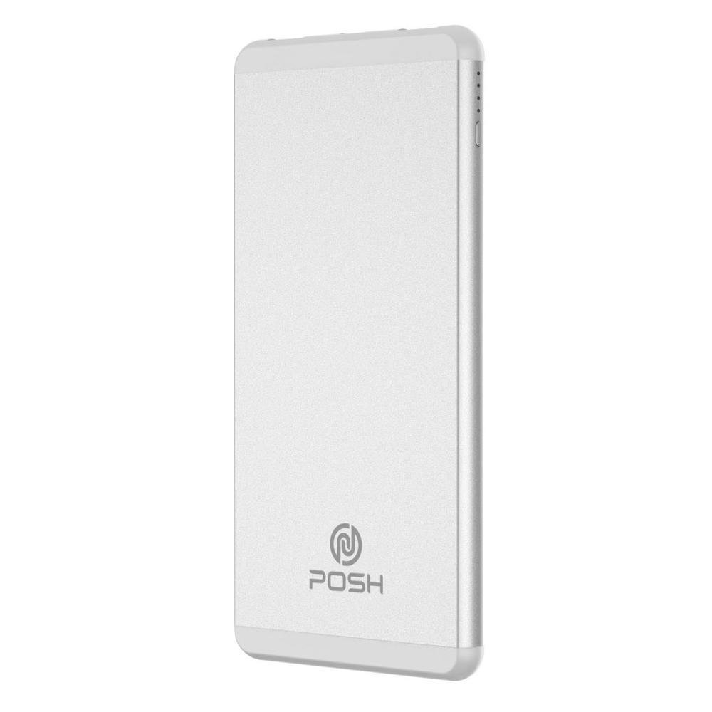 Carregador Portátil Posh Power Bank Metal 10000mah Pbad10 Alloy Duo Posh Prateado