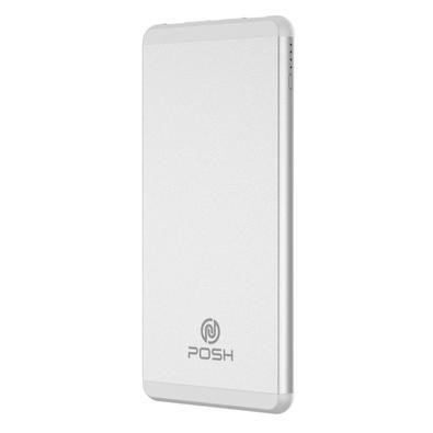Carregador Portátil Posh Power Bank Metal 10000mah Pbad10 Alloy Duo Posh Prateado