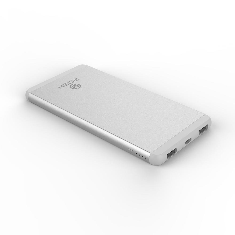 Imagem 2 de 3 do produto Carregador Portátil Posh Power Bank Metal 10000mah Pbad10 Alloy Duo Posh Prateado