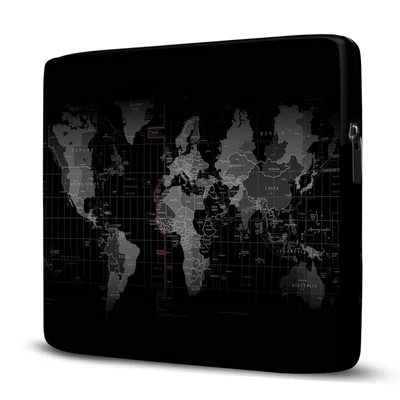 Capa Pasta Maleta Notebook, 17.3 Polegadas - Mapa Mundi, Preto