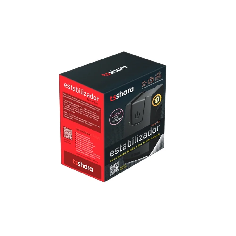 Imagem 3 de 4 do produto Estabilizador Ts Shara Powerest 500va E.bivolt S.115v 4t