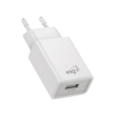 Carregador De Parede Usb Universal, 1 Porta Usb 1a, Carga Rápida, Proteção Inteligente, Branco, Wc1ae, Elg