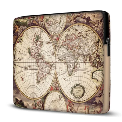 Capa Pasta Maleta Notebook, 14 Polegadas - Mapa Antigo 2