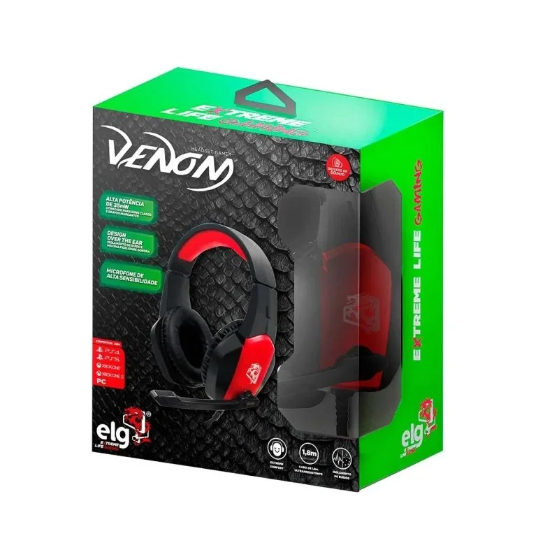 Imagem 4 de 5 do produto Fone De Ouvido C Mic Elg Gamer Extreme Venom Hgvn Ps4ps5xbox