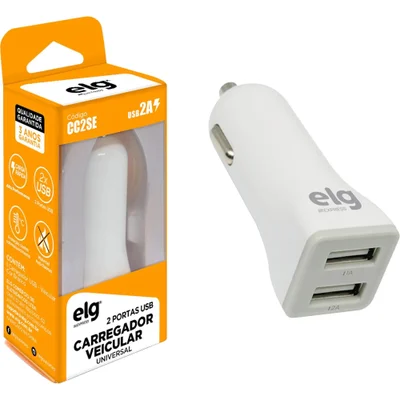 Carregador Veicular Universal, 2 Portas Usb 2.1a, 12v-24v, High Speed Ports, Carga Rápida, Cor:branco