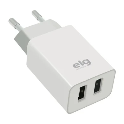 Carregador De Parede Usb Universal, 2 Portas Usb 2.4a, Carga Rápida, Proteção Inteligente, Branco, Wc124e, Elg