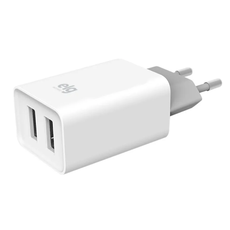 Imagem 4 de 5 do produto Carregador De Parede Usb Universal, 2 Portas Usb 2.4a, Carga Rápida, Proteção Inteligente, Branco, Wc124e, Elg