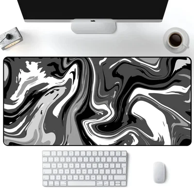 Mouse Pad Criarte Gamer Speed Abstract Premium, Extra Grande, Preto E Branco, 90x40 Cm