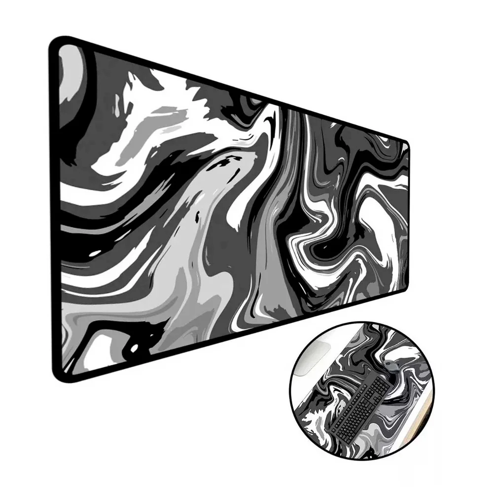 Mouse Pad Criarte Gamer Speed Abstract Premium, Extra Grande, Preto E Branco, 90x40 Cm