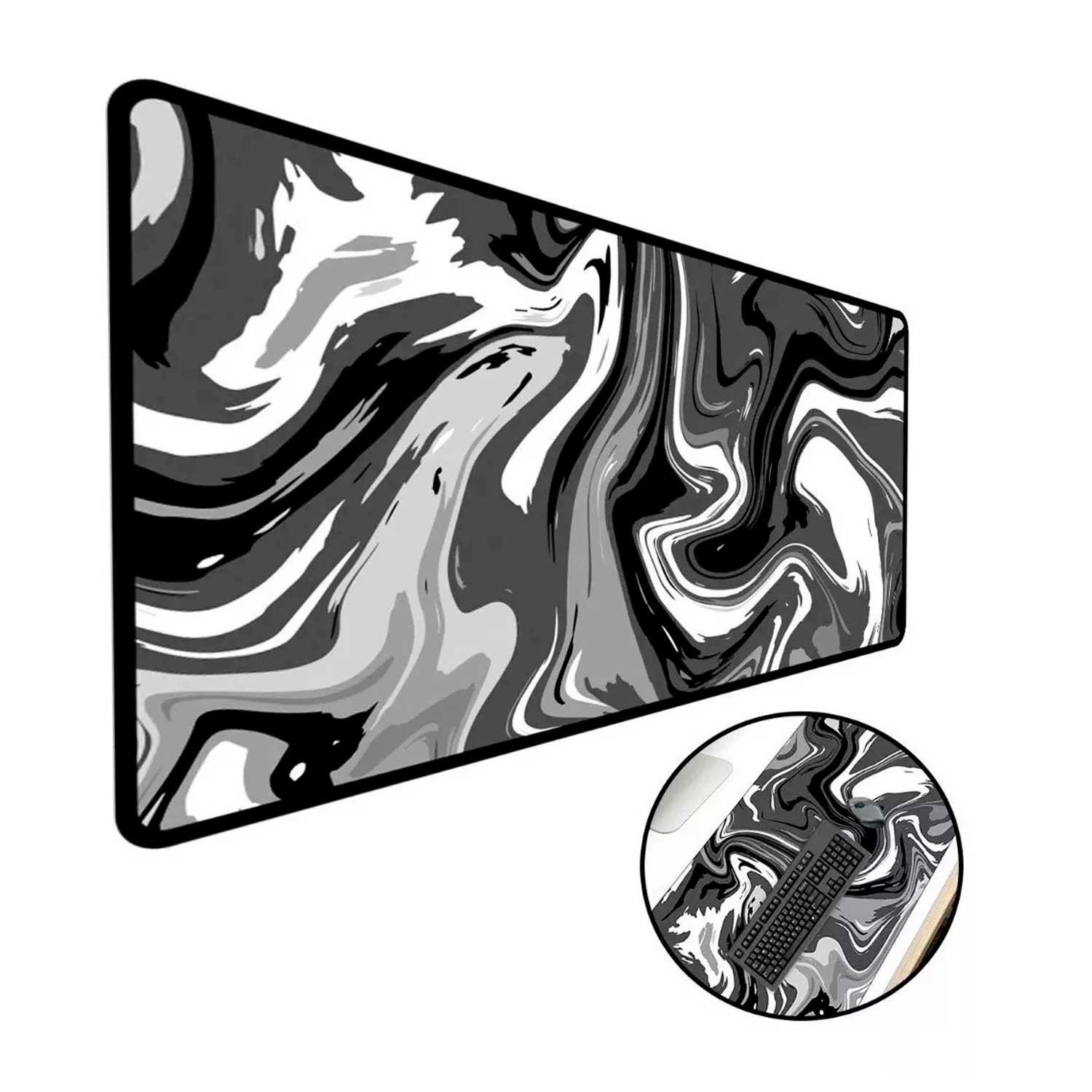 Mouse Pad Gamer Speed Extra Grande, Abstract Premium, Preto E Branco - 120x60 Cm