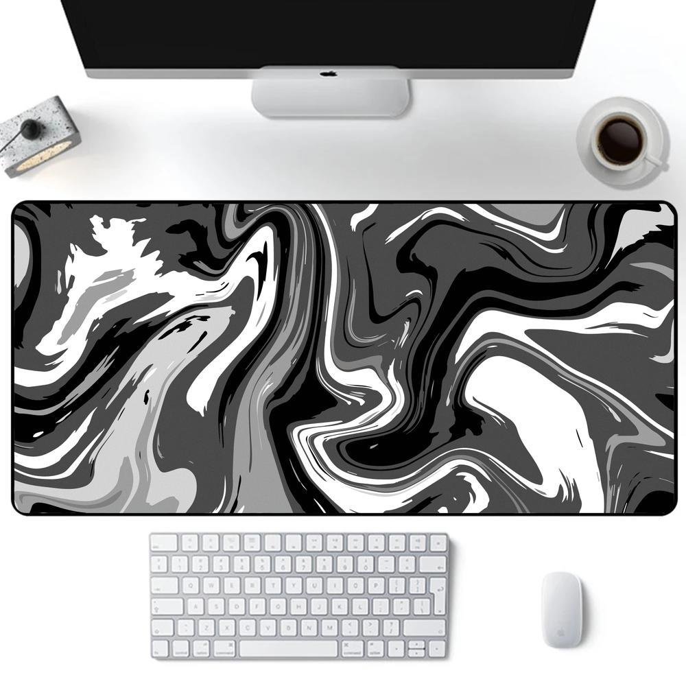 Imagem 2 de 2 do produto Mouse Pad Gamer Speed Extra Grande, Abstract Premium, Preto E Branco - 120x60 Cm