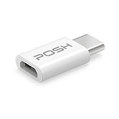 Adaptador Posh Micro Usb Para Usb C Em Abs Para Cabo Usb - Branco