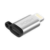Adaptador Conversor Lightning Micro Usb Com Chaveiro Carrega E Transfere Dados Posh Prateado