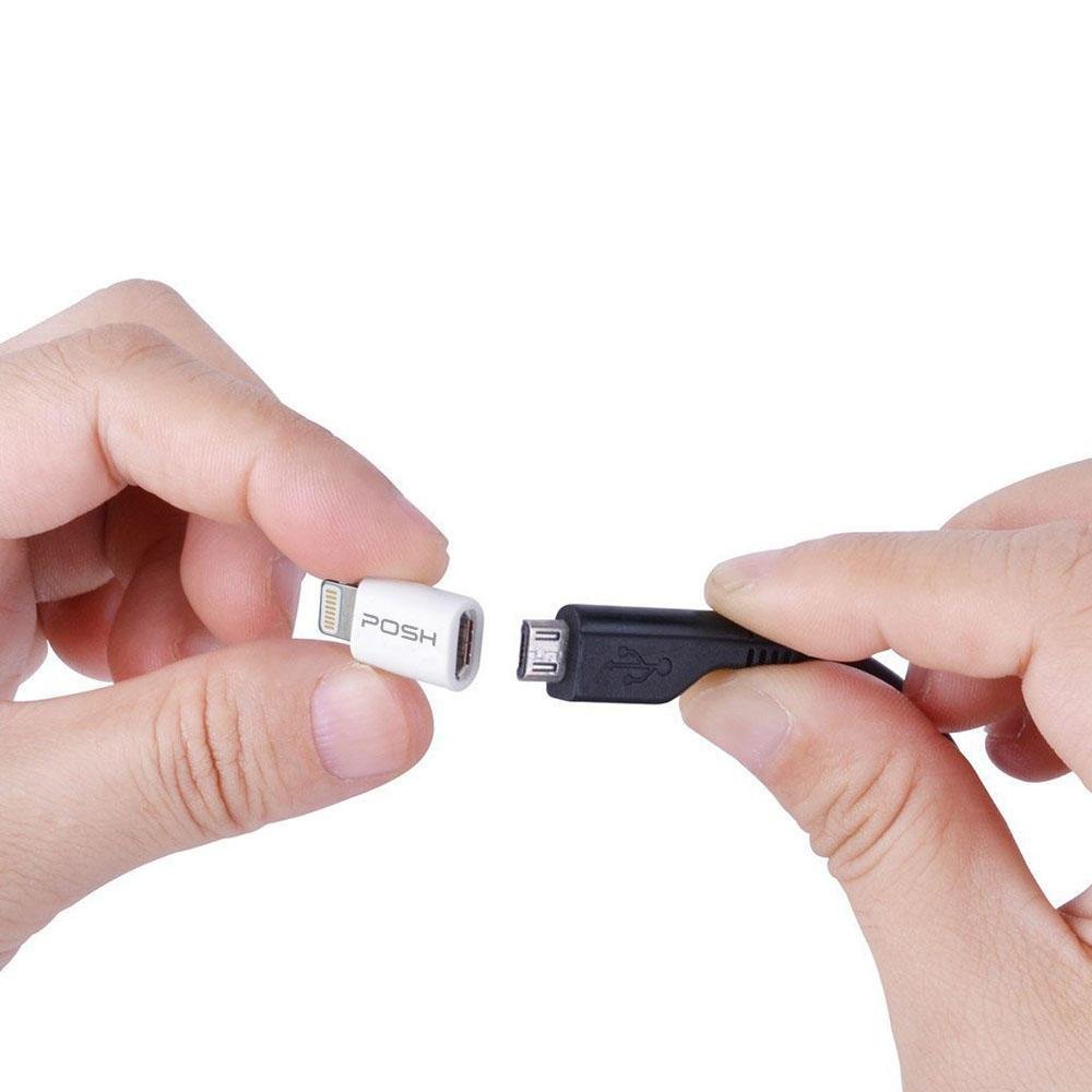 Imagem 2 de 2 do produto Adaptador Conversor Lightning Micro Usb Iphone Ipad Mini Carrega Transfere Sincroniza Dados Posh Branco