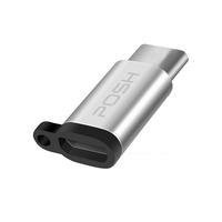 Adaptador Posh Micro Usb Para Usb C Em Metal Com Cordao Para Cabo Usb Prateado