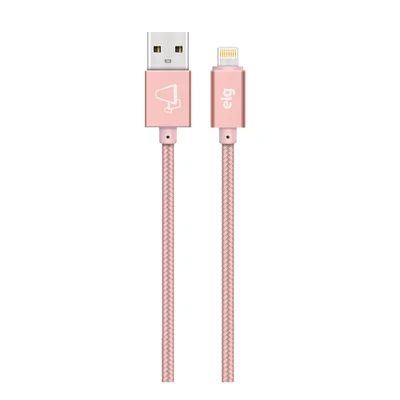 Cabo Lightning, Sincronização E Recarga 12w 2.4a, Nylon Trançado, 1 Metro, Rose Gold, L810brg, Elg