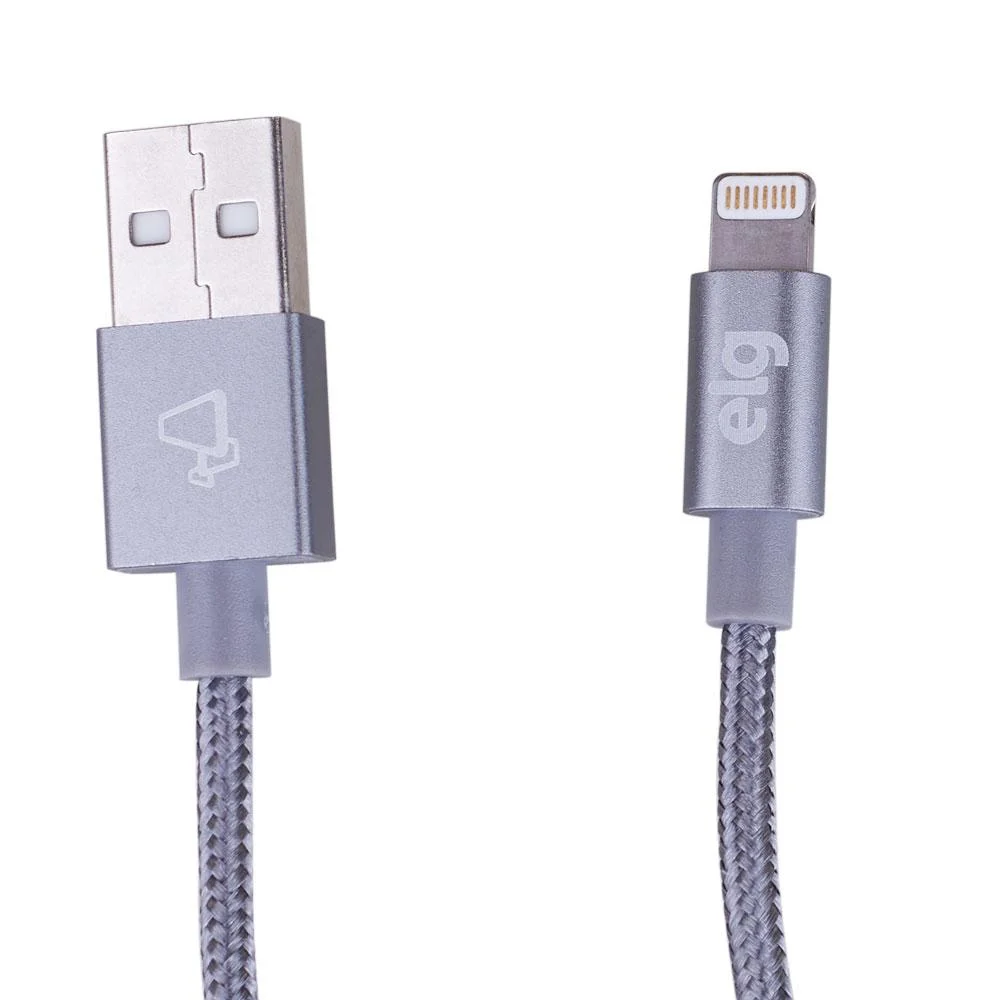 Imagem 2 de 5 do produto Cabo Lightning Usb Elg C810by Nylon Trancado (1 Metro) Cinza - Certificado Apple