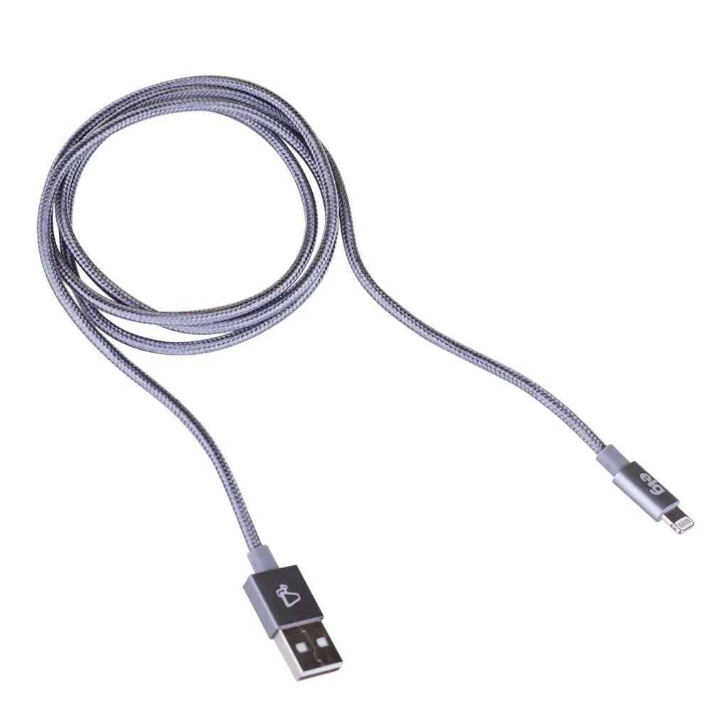 Imagem 3 de 5 do produto Cabo Lightning Usb Elg C810by Nylon Trancado (1 Metro) Cinza - Certificado Apple