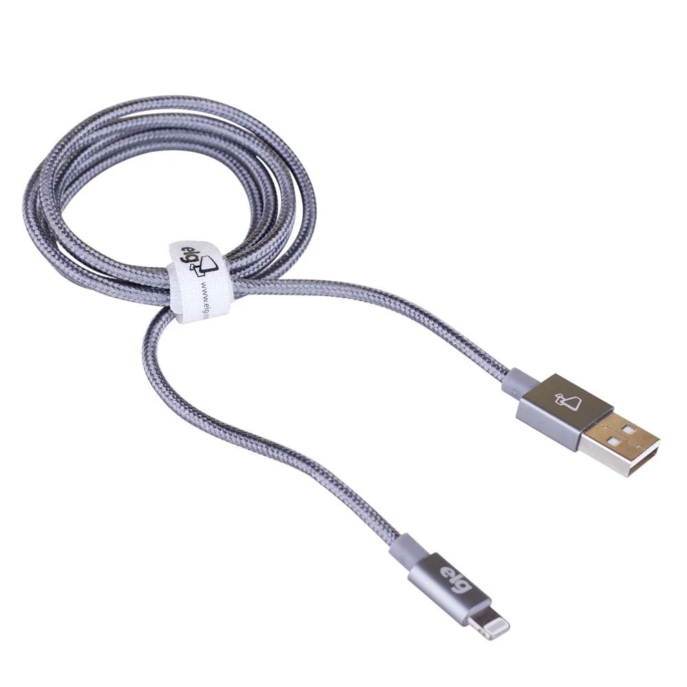 Imagem 5 de 5 do produto Cabo Lightning Usb Elg C810by Nylon Trancado (1 Metro) Cinza - Certificado Apple
