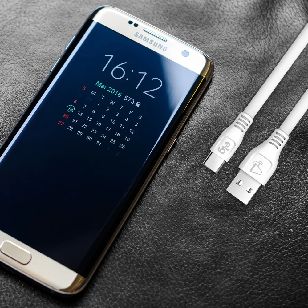 Imagem 2 de 4 do produto Cabo Usb Tipo-c, Carga Rápida 15w 3a, Cabo Flat Antienrolamento, 2 Metros, Branco, Elmc20wh, Elg