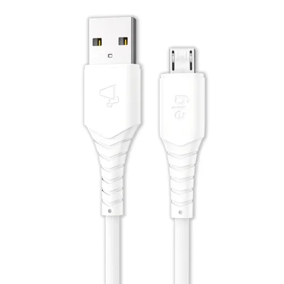 Cabo Micro Usb, Sincronização E Recarga 12w 2.4a, Pvc Emborrachado Ultra Flexível, 1,2 Metro, Cores:branco
