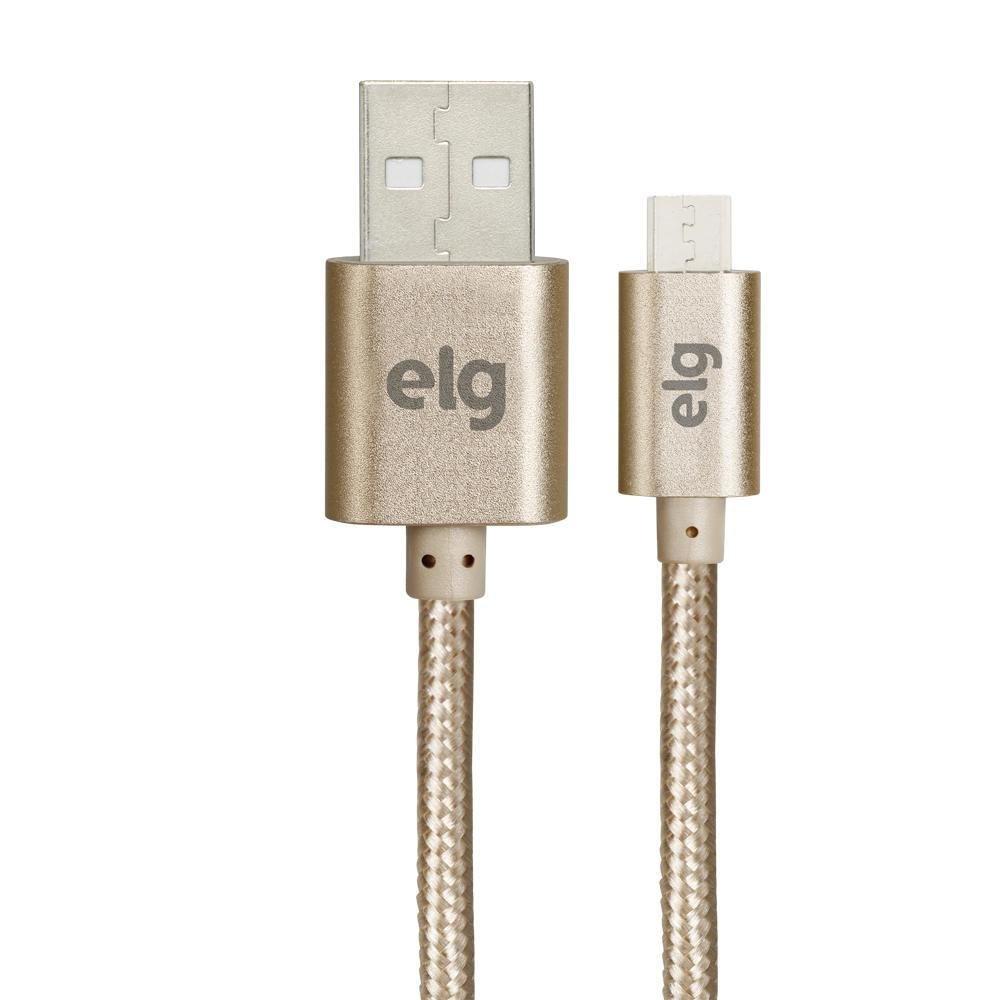 Cabo Micro Usb Revestido Em Nylon Reforçado Dourado 1m - Elg