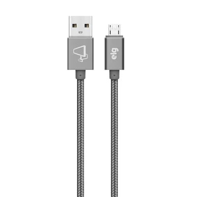 Cabo Micro Usb, Sincronização E Recarga 12w 2.4a, Nylon Trançado Reforçado, 1 Metro, Cinza, M510by, Elg