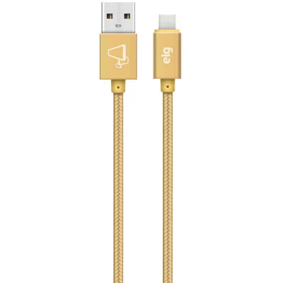 Cabo Usb Tipo-c, Carga Rápida 15w 3a, Nylon Trançado Flat Braided, 2 Metros, Gold, Tc20bg, Elg