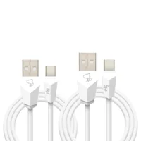 Kit Cabo Usb Tipo-c, Sincronização E Recarga 12w 2.4a, Kit 1 Metro + 2 Metros, Branco, Cmbc12wh, Elg