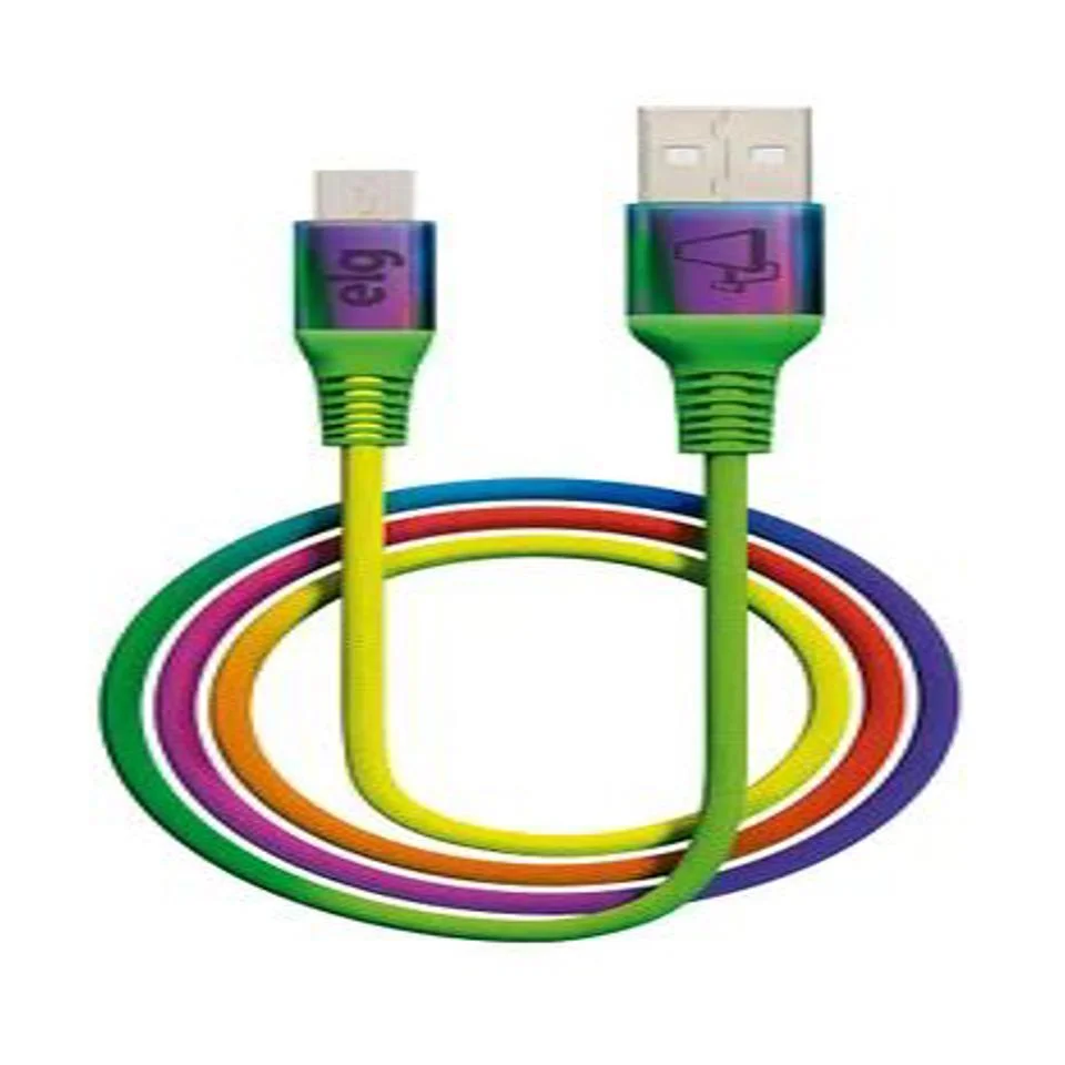 Imagem 2 de 4 do produto Cabo Micro Usb, Sincronização E Recarga 12w 2.4a, Nylon Trançado Rainbow, 1 Metro, Multicolorido, M510rb, Elg