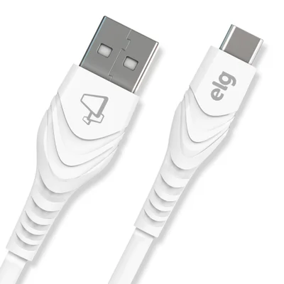 Cabo Usb Tipo-c, Carga Rápida 15w 3a, Pvc Reforçado 10x Mais Resistente, 1,2 Metro, Elg Cores:branco