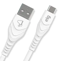 Cabo Usb Tipo-c, Carga Rápida 15w 3a, Pvc Reforçado 10x Mais Resistente, 1,2 Metro, Elg Cores:branco