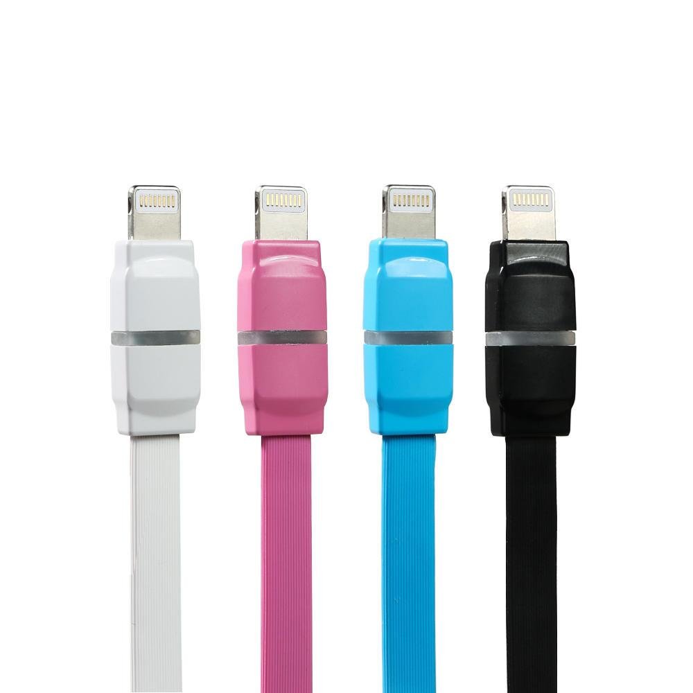 Imagem 2 de 3 do produto Cabo Flat Lightning Para Usb, Led Indicador De Carga 1m - Preto