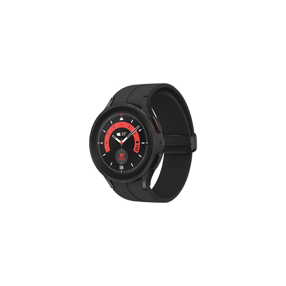 Samsung Galaxy Watch5 Pro BT, 45mm, Tela AMOLED de 1.4", Cristal Safira, Titânio, Monitoramento de Saúde, GPS, Google Wear OS, Preto