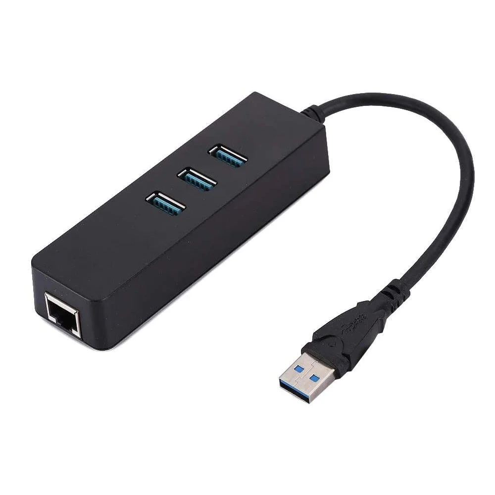 Imagem 1 de 5 do produto Adaptador Conversor Ethernet, Usb 3.0 De 3 Portas Para Rj45, Usb 3.0 Gigabit Lan.