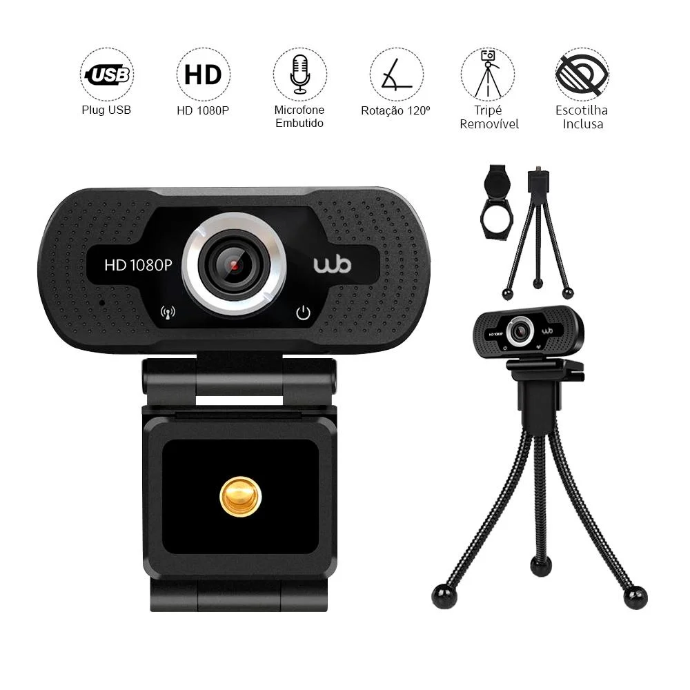 Imagem 2 de 5 do produto Webcam Full HD 1080p WB, Amplo Ângulo 110°